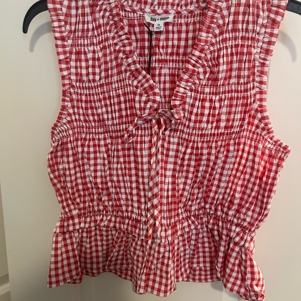 Day + Moon Red Gingham Tank Top